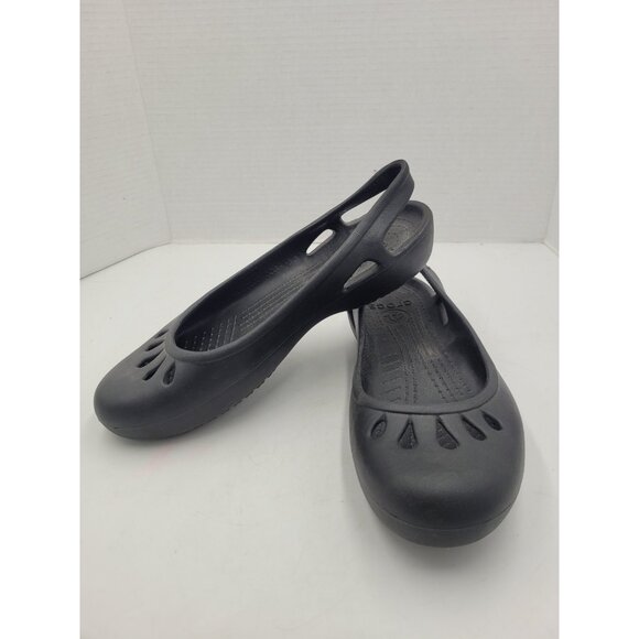 Crocs Women’s Shoes Sz 10 Black Synthetic Ankle Strap Slip On Lightweight - Picture 1 of 12